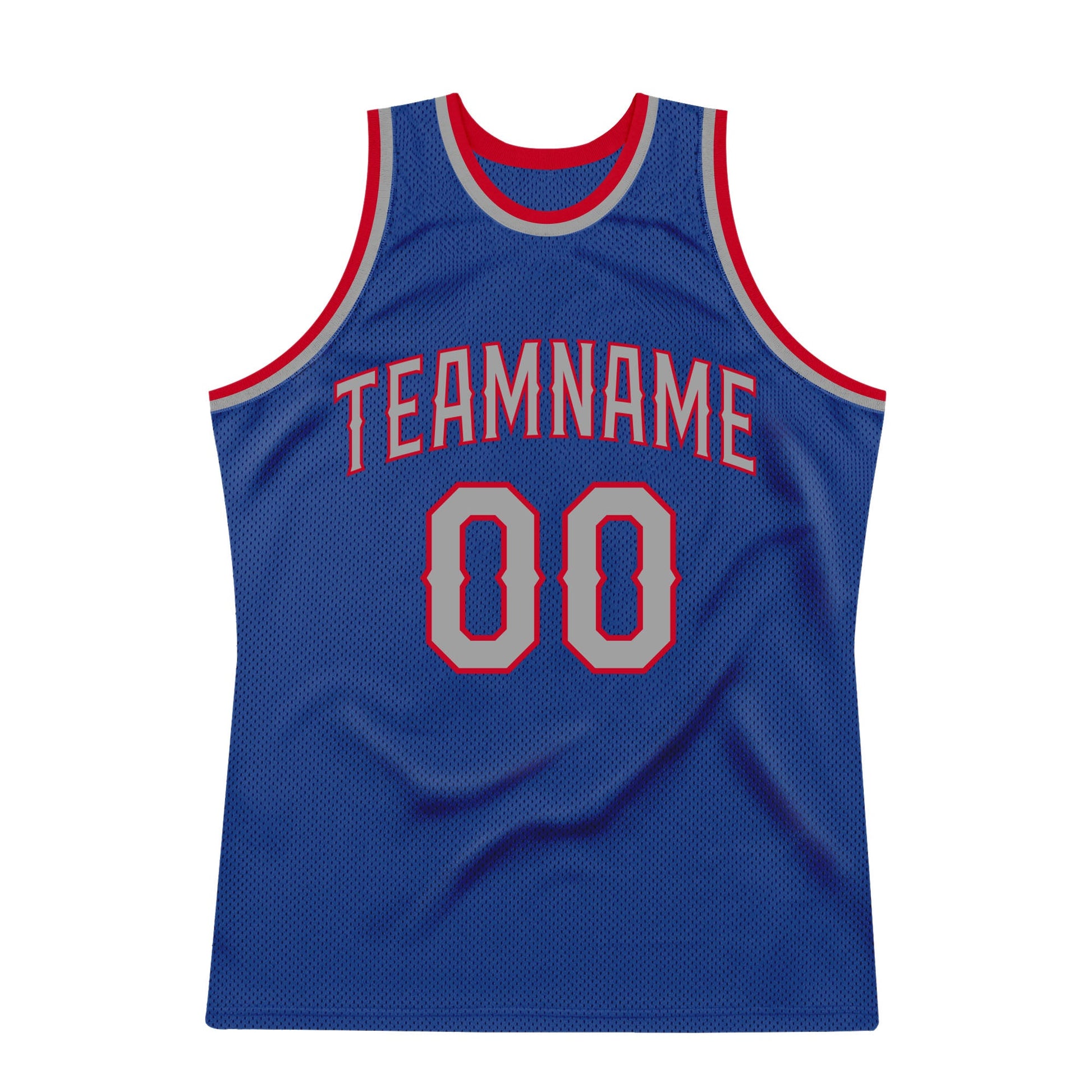 Custom Royal Gray-Red Authentic Throwback Basketball Jersey view 7