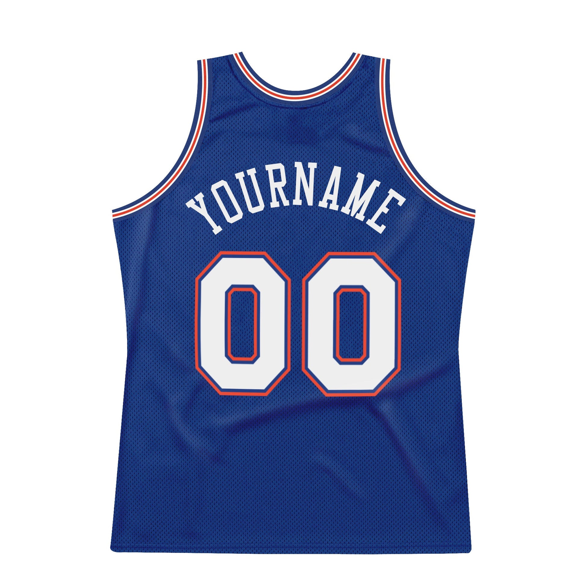 Custom Royal White-Orange Authentic Throwback Basketball Jersey view 6