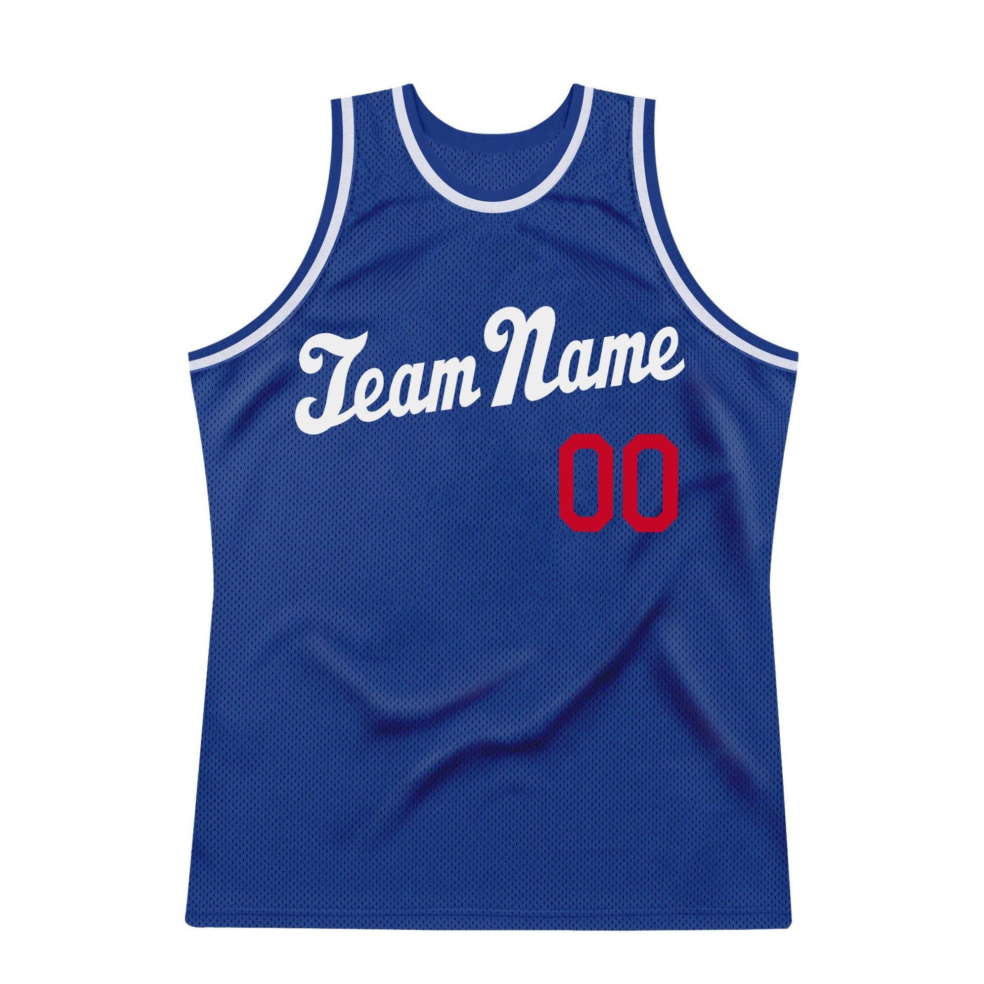 Custom Royal White-Red Authentic Throwback Basketball Jersey view 7