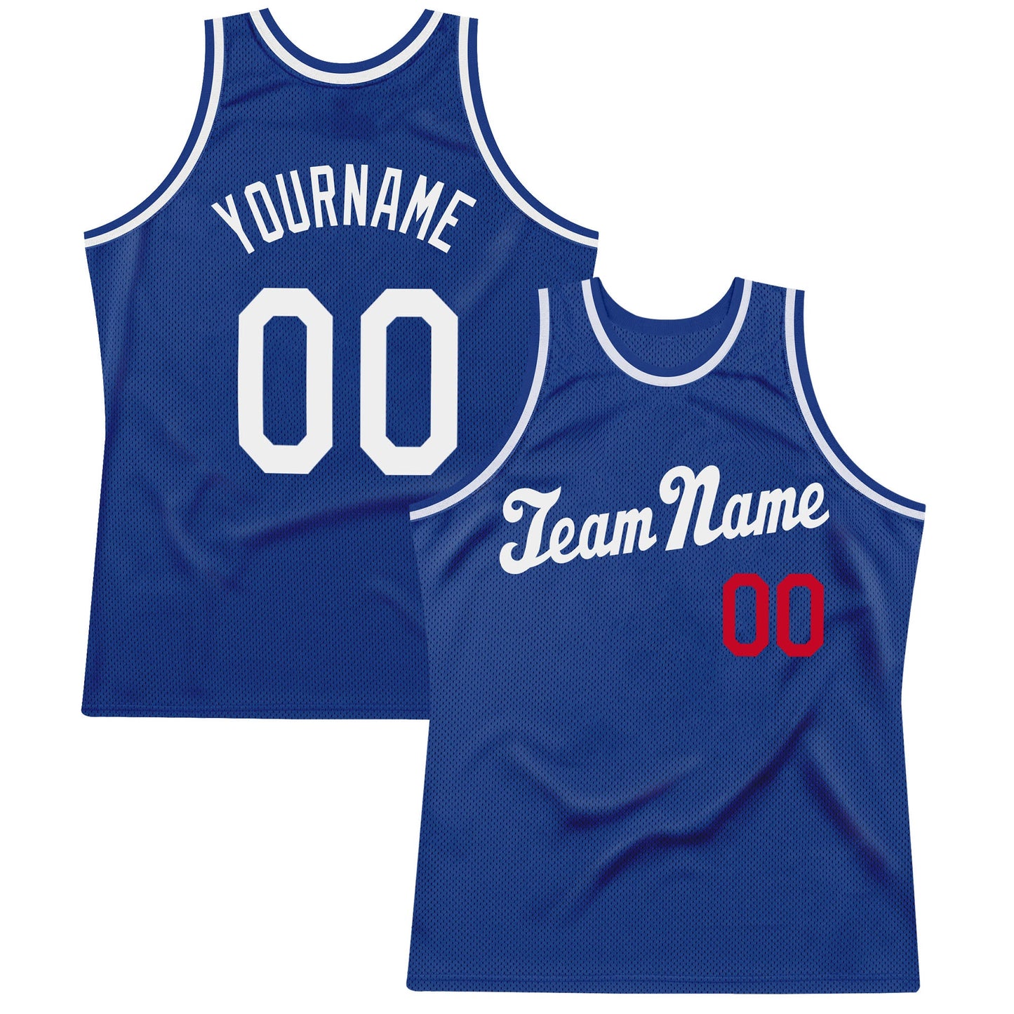 Custom Royal White-Red Authentic Throwback Basketball Jersey - Main View