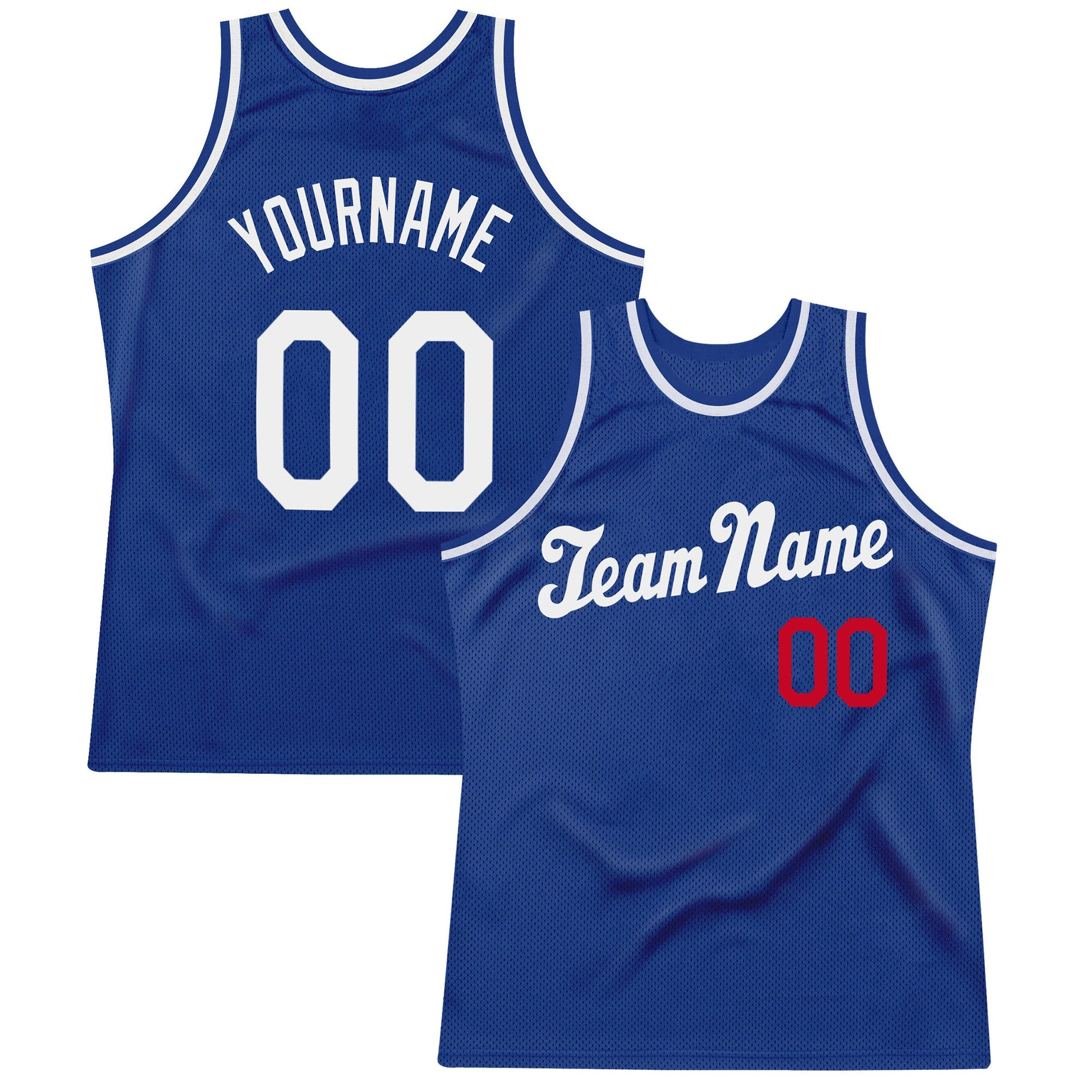 Custom Royal White-Red Authentic Throwback Basketball Jersey - Main View