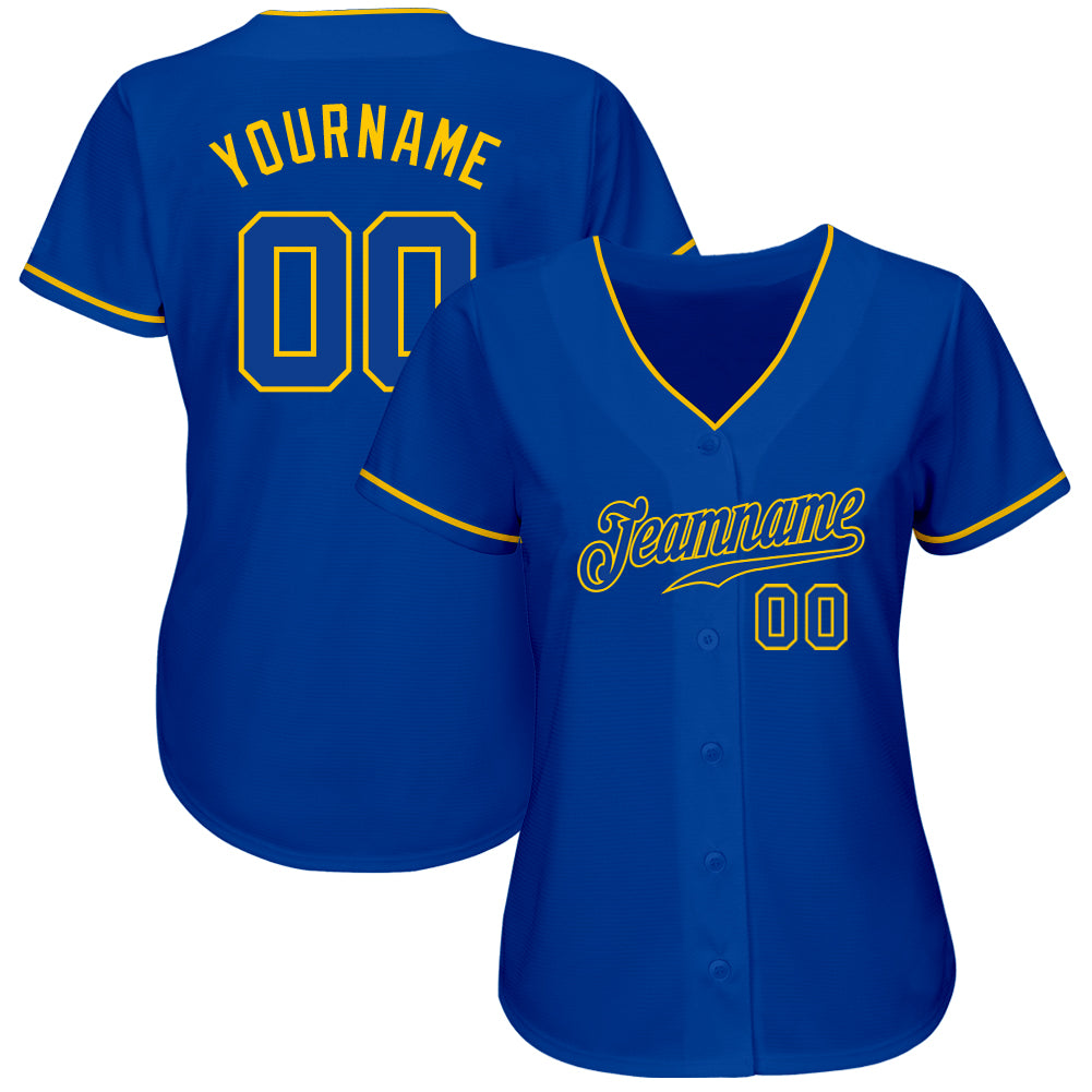 Custom Royal Royal-Gold Authentic Baseball Jersey view 2