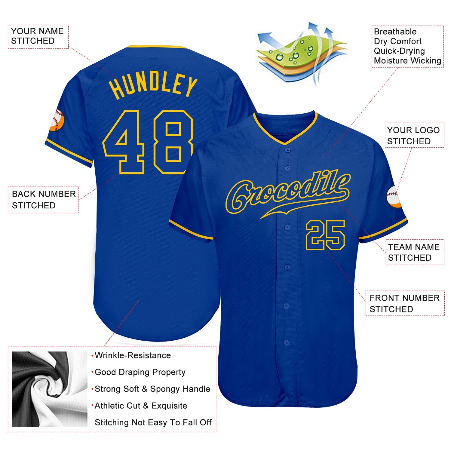Custom Royal Royal-Gold Authentic Baseball Jersey view 3