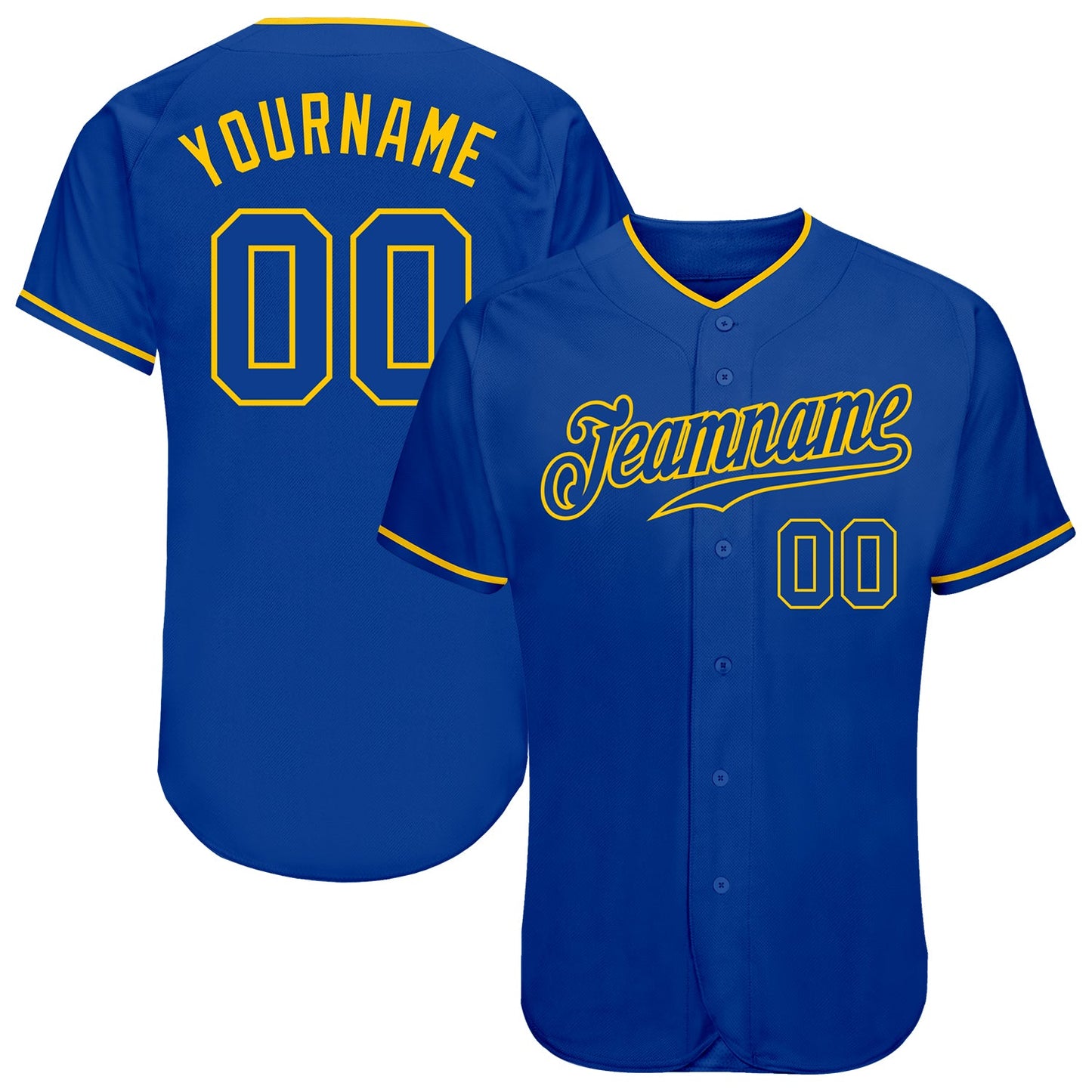 Custom Royal Royal-Gold Authentic Baseball Jersey - Main View