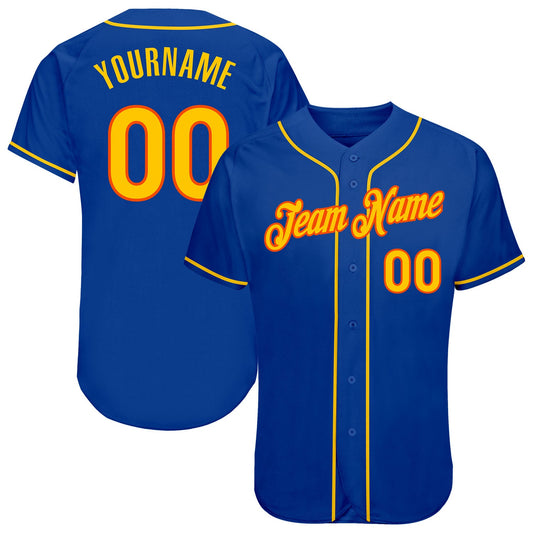 Custom Royal Gold-Orange Authentic Baseball Jersey - Main View