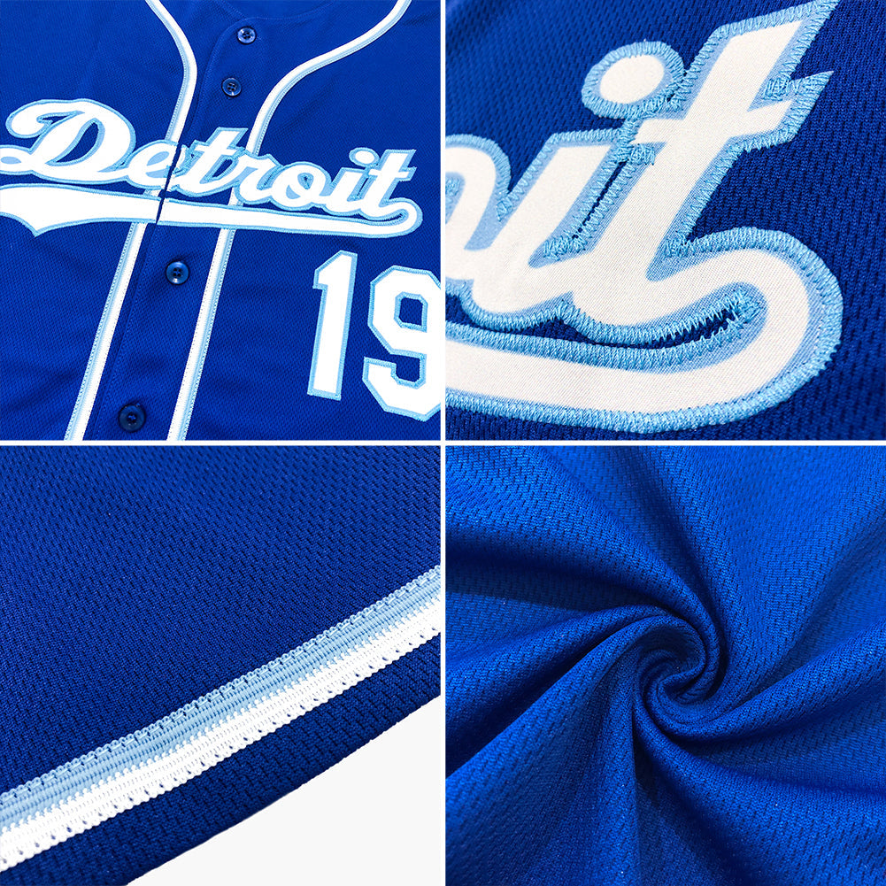 Custom Royal White-Teal Authentic Baseball Jersey view 6