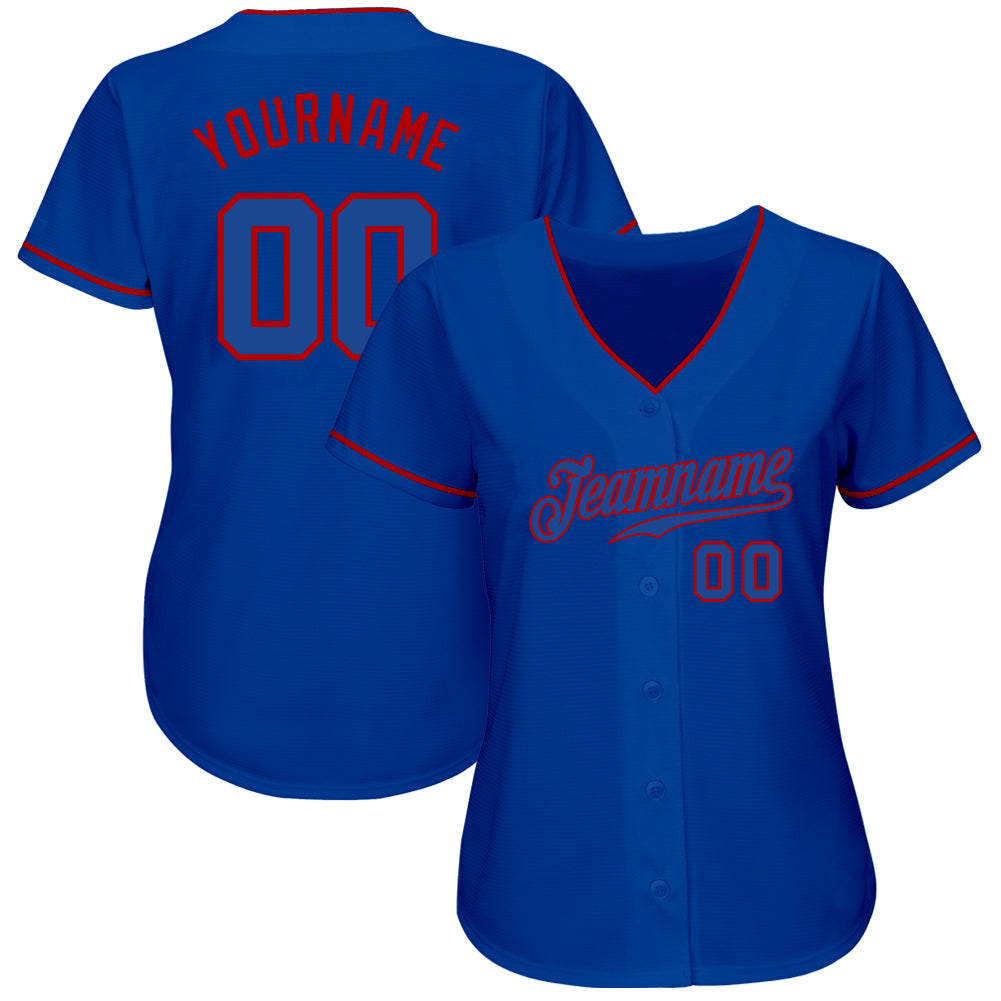 Custom Royal Royal-Red Authentic Baseball Jersey view 2