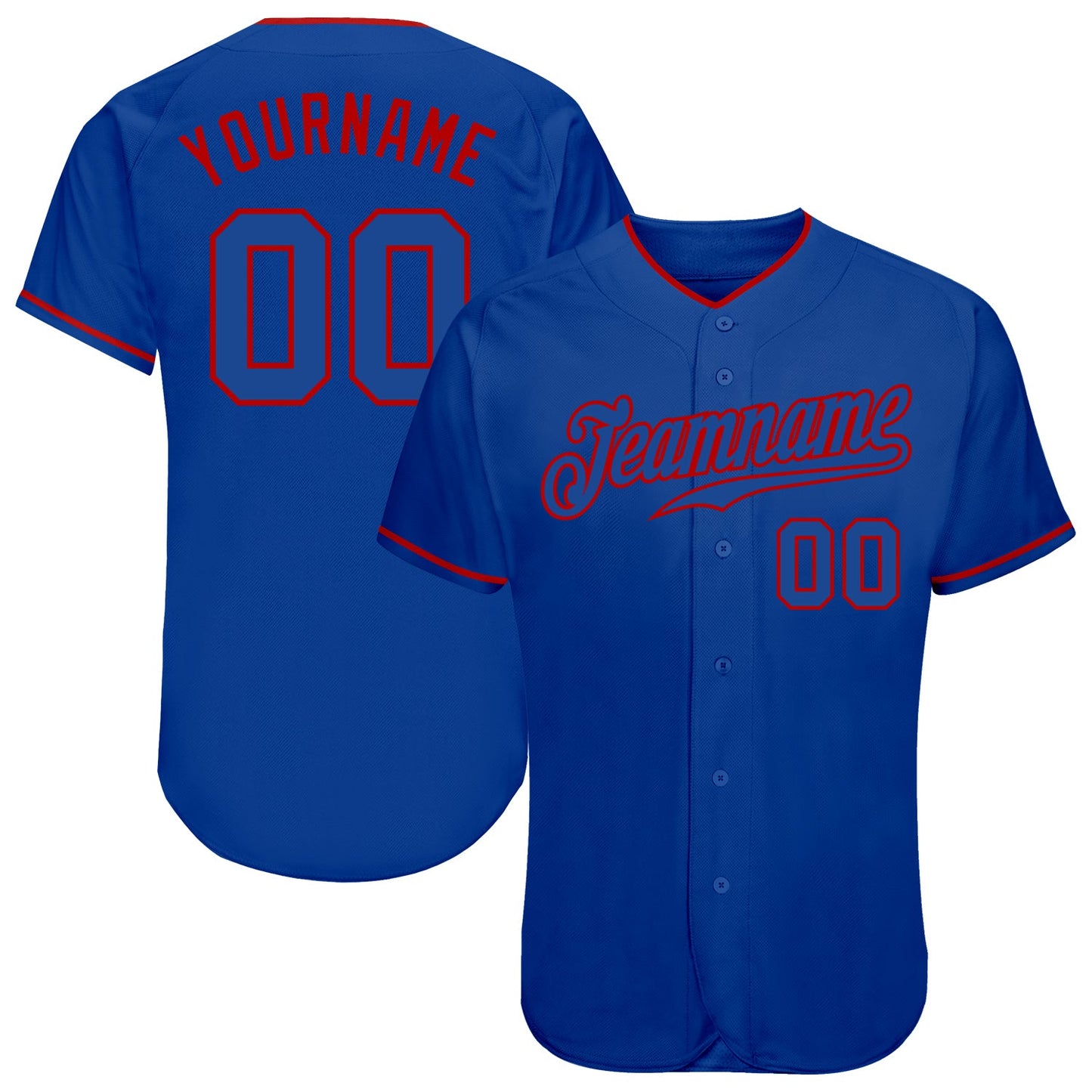Custom Royal Royal-Red Authentic Baseball Jersey - Main View