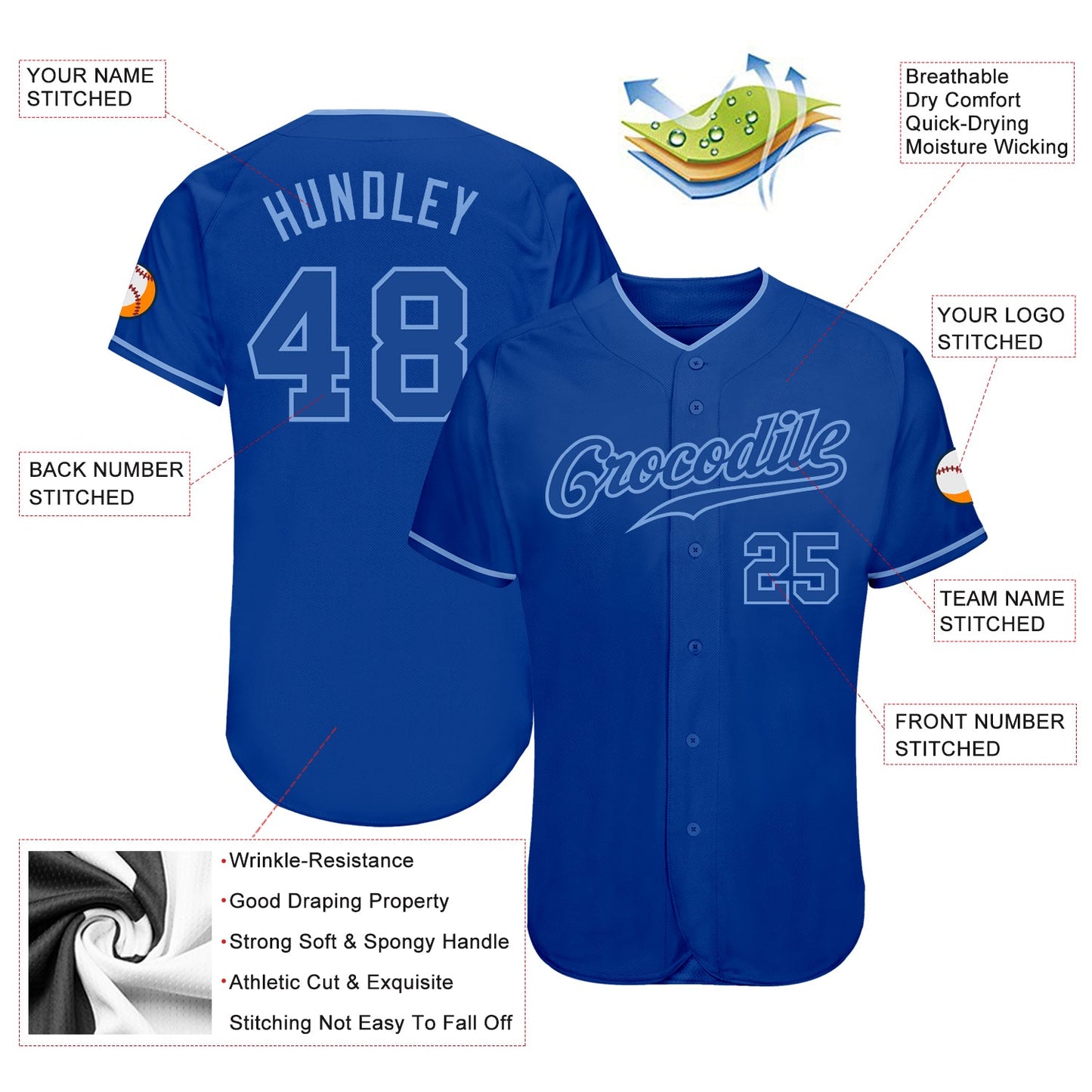 Custom Royal Royal-Light Blue Authentic Baseball Jersey view 3
