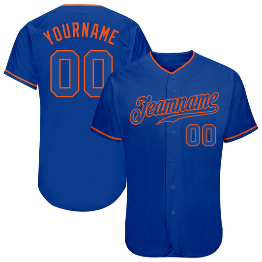 Custom Royal Royal-Orange Authentic Baseball Jersey - Main View