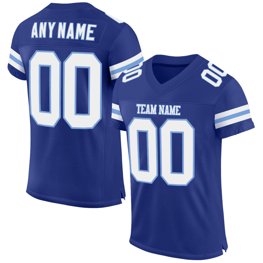 Custom Royal White-Light Blue Mesh Authentic Football Jersey - Main View