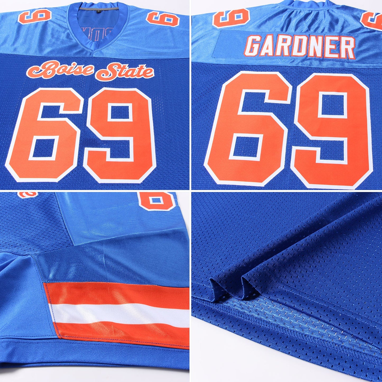 Custom Royal Orange-White Mesh Authentic Football Jersey view 5