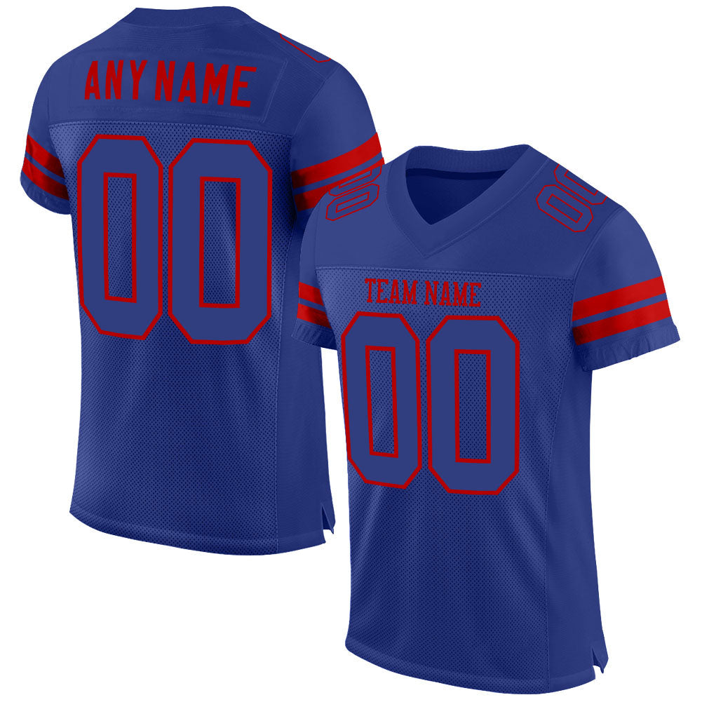 Custom Royal Royal-Red Mesh Authentic Football Jersey - Main View