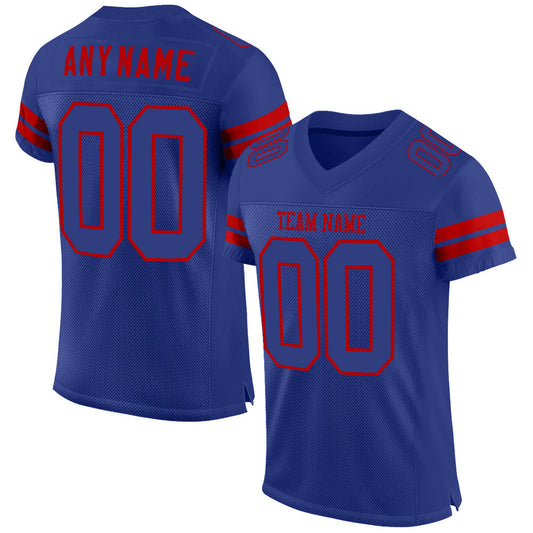 Custom Royal Royal-Red Mesh Authentic Football Jersey - Main View