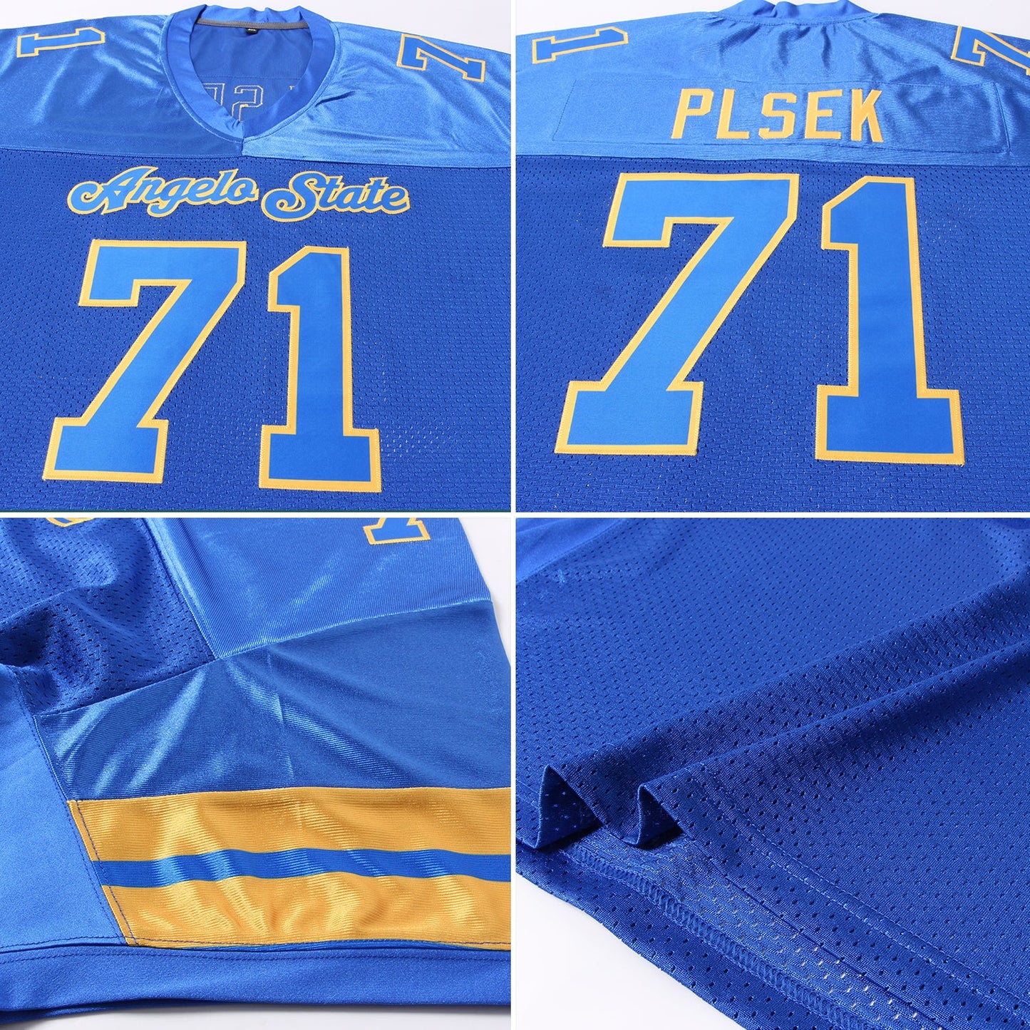 Custom Royal Royal-Gold Mesh Authentic Football Jersey view 5