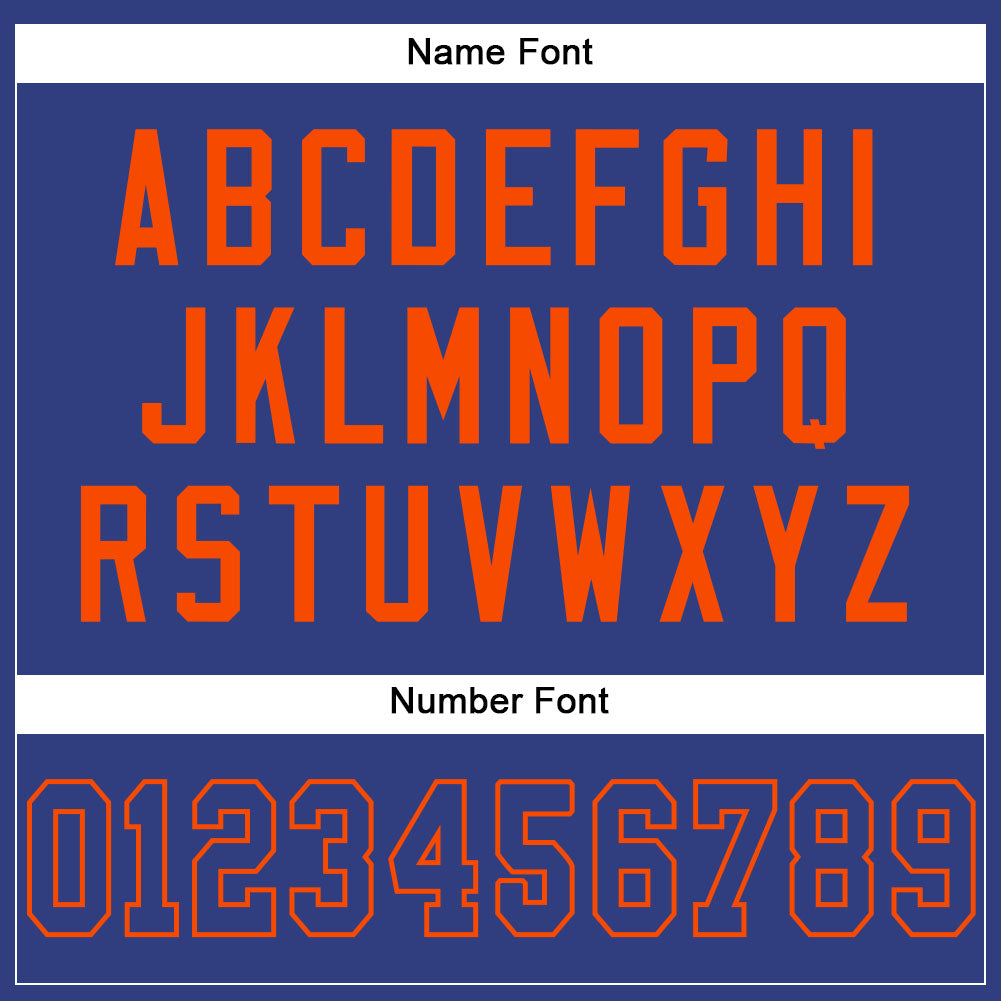 Custom Royal Royal-Orange Mesh Authentic Football Jersey view 4