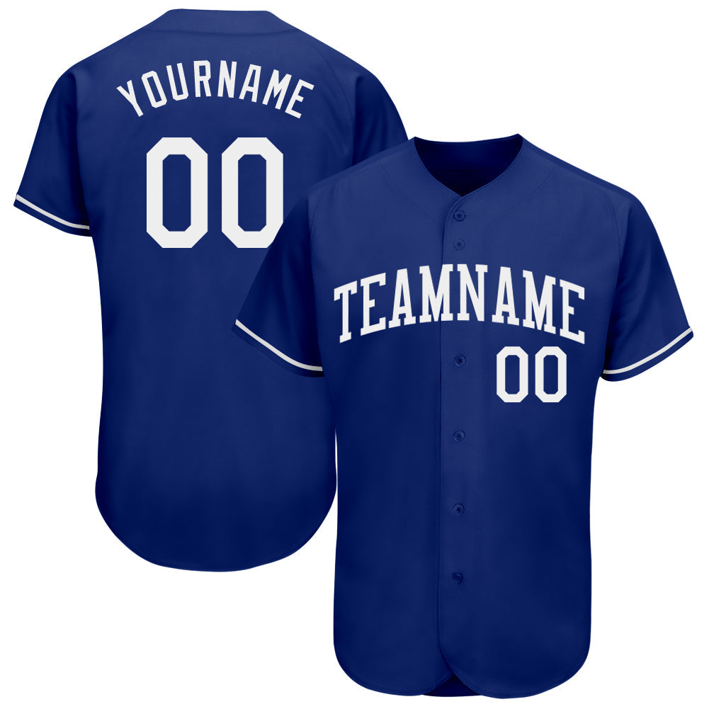 Custom Royal White Authentic Baseball Jersey - Main View