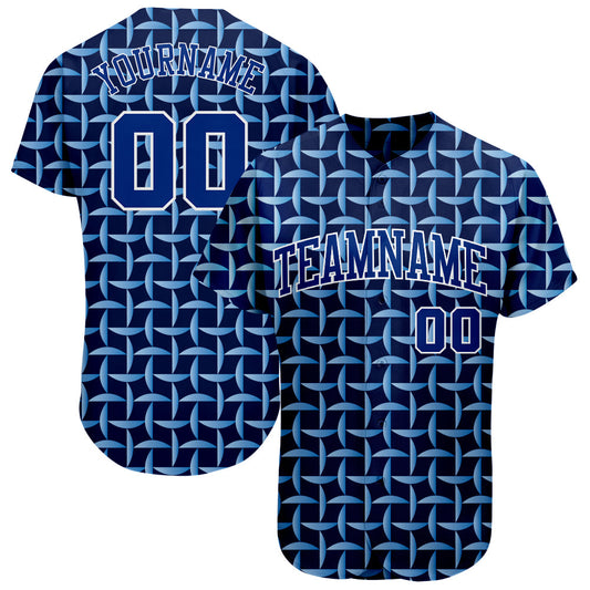 Custom Royal Royal-White 3D Pattern Design Authentic Baseball Jersey - Main View