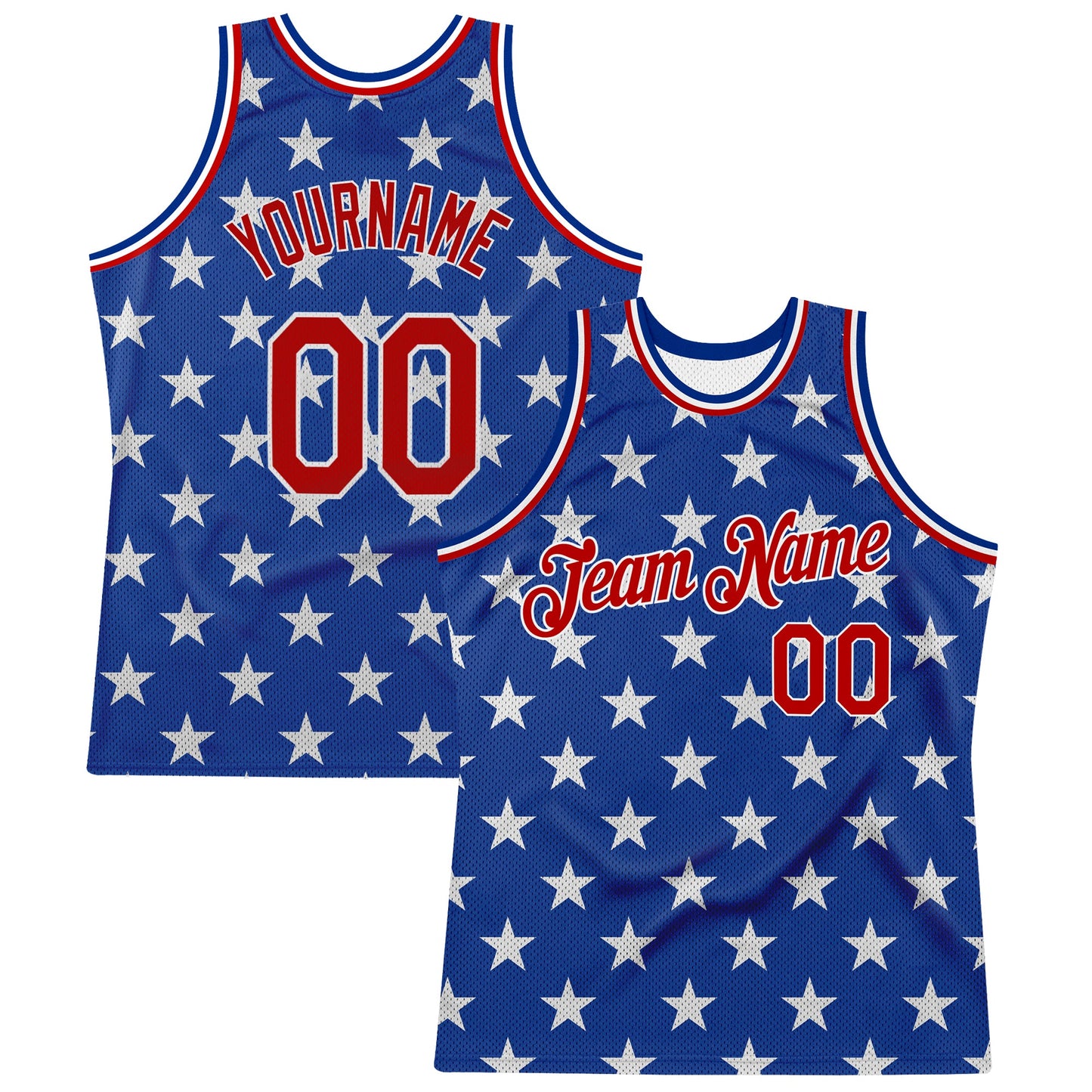 Custom Royal Red-White 3D Pattern Design American Flag Authentic Basketball Jersey - Main View