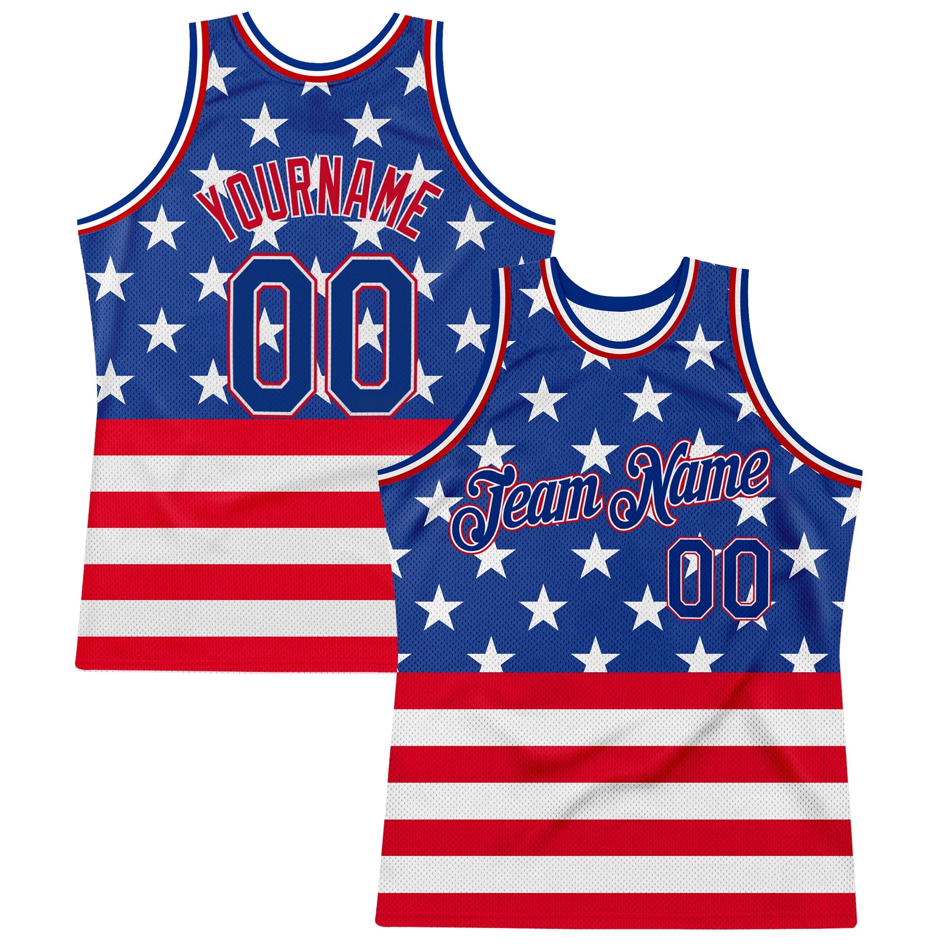 Custom Royal Royal-Red 3D Pattern Design American Flag Authentic Basketball Jersey - Main View
