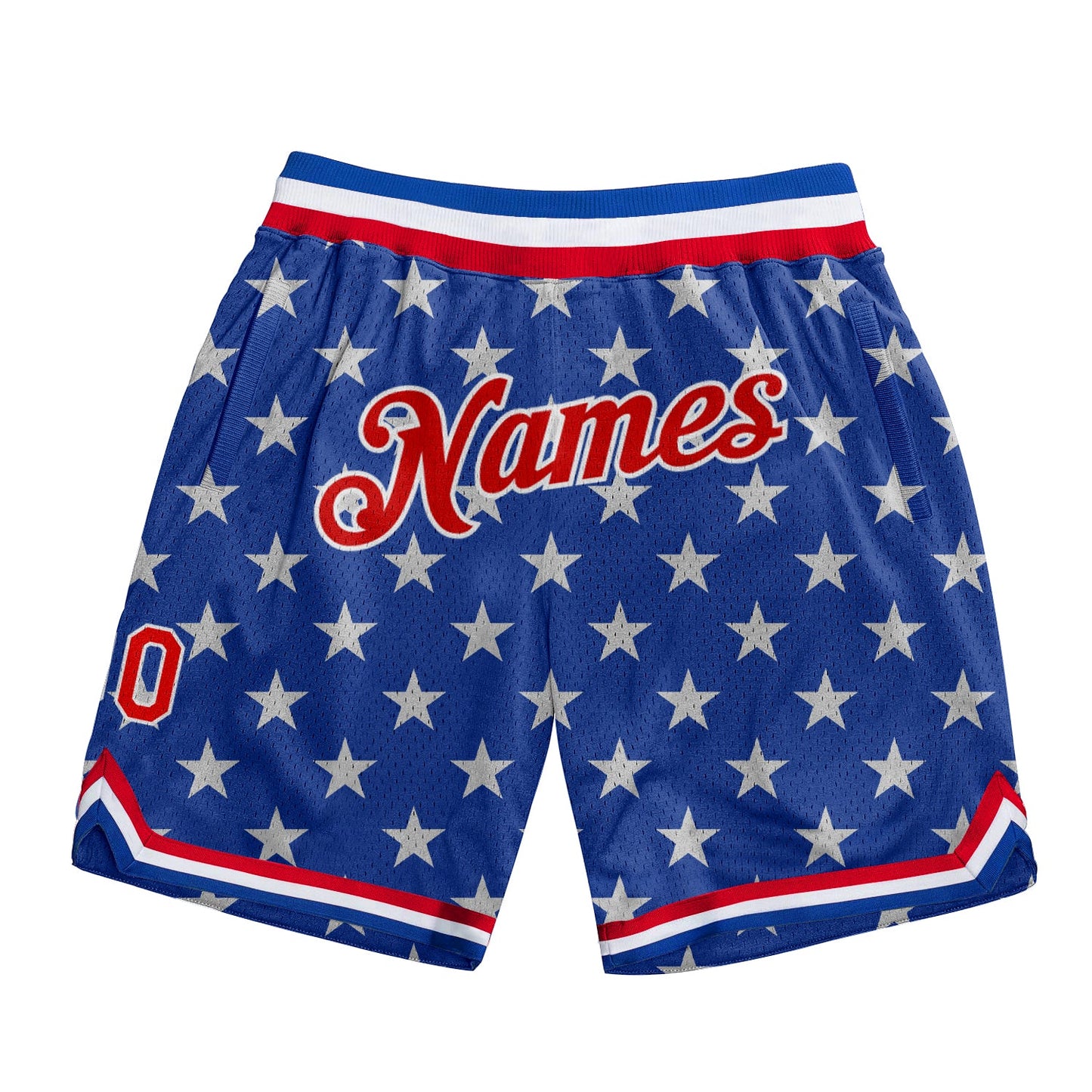 Custom Royal Red-White 3D Pattern Design American Flag Authentic Basketball Shorts - Main View