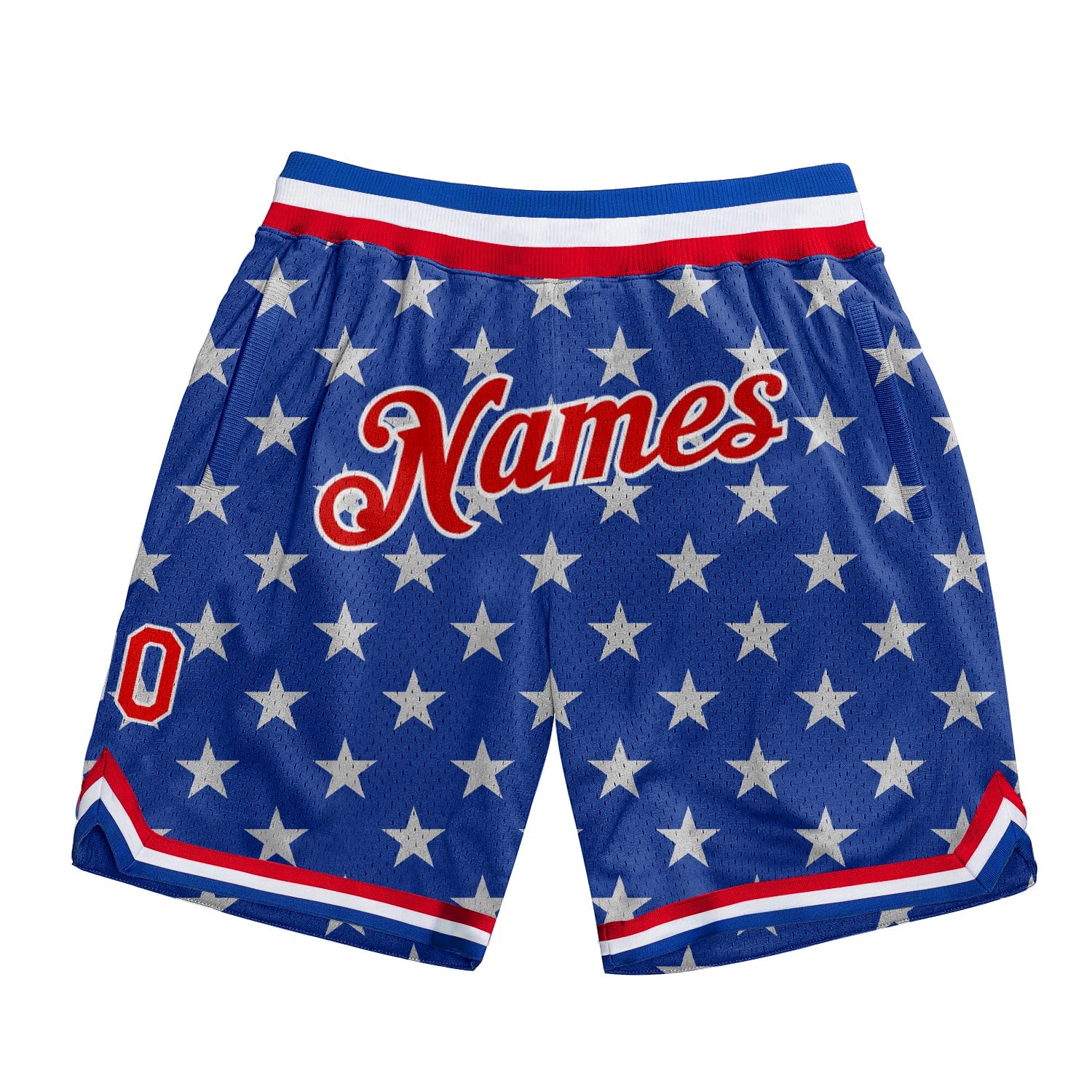 Custom Royal Red-White 3D Pattern Design American Flag Authentic Basketball Shorts - Main View