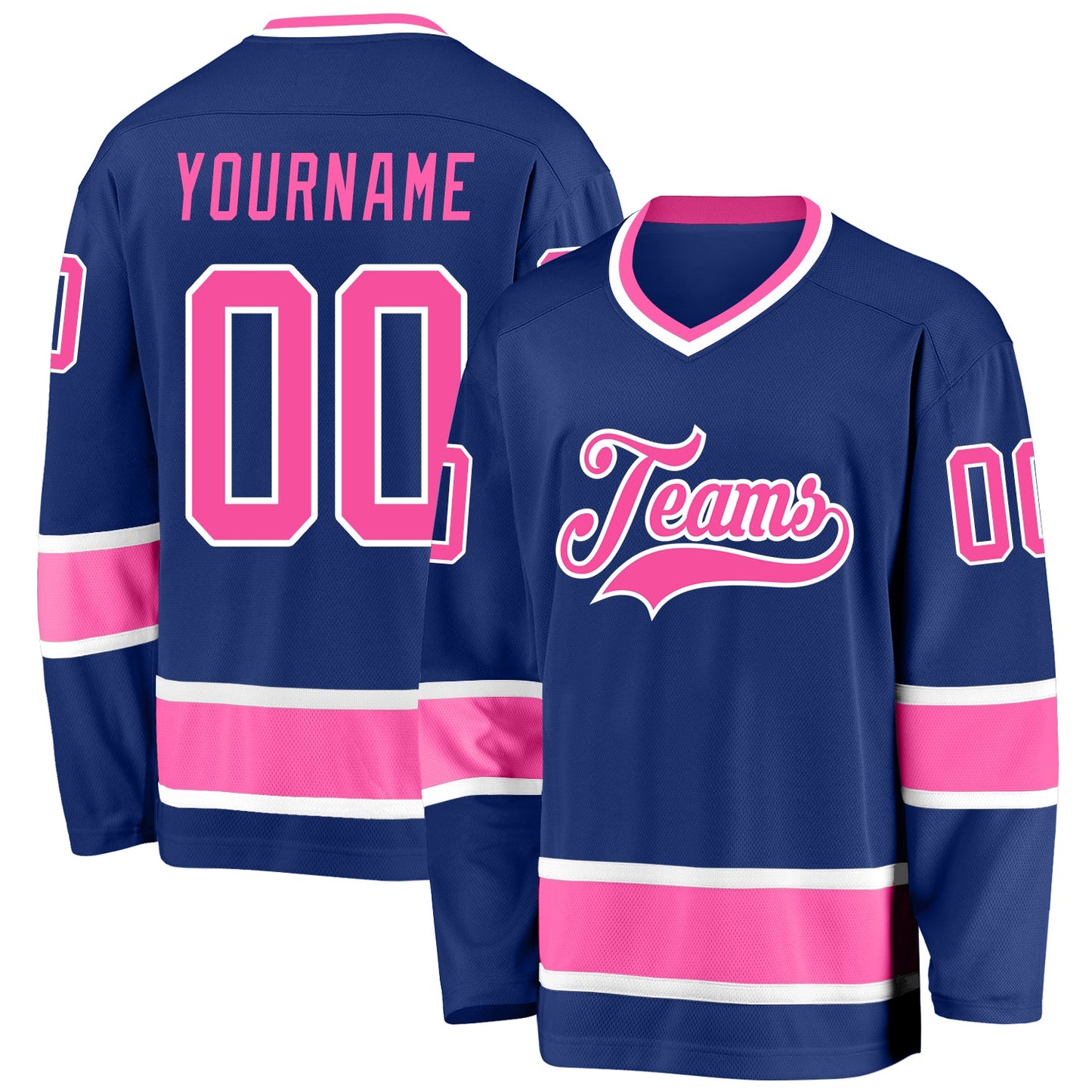Custom Royal Pink-White Hockey Jersey - Main View