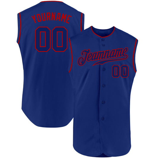 Custom Royal Royal-Red Authentic Sleeveless Baseball Jersey - Main View