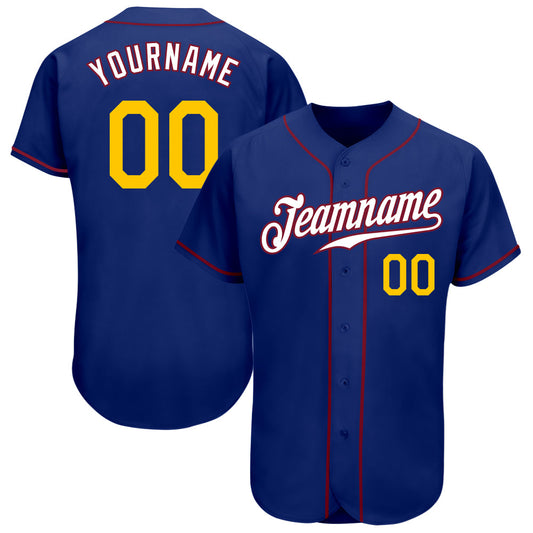 Custom Royal Gold-Crimson Authentic Baseball Jersey - Main View