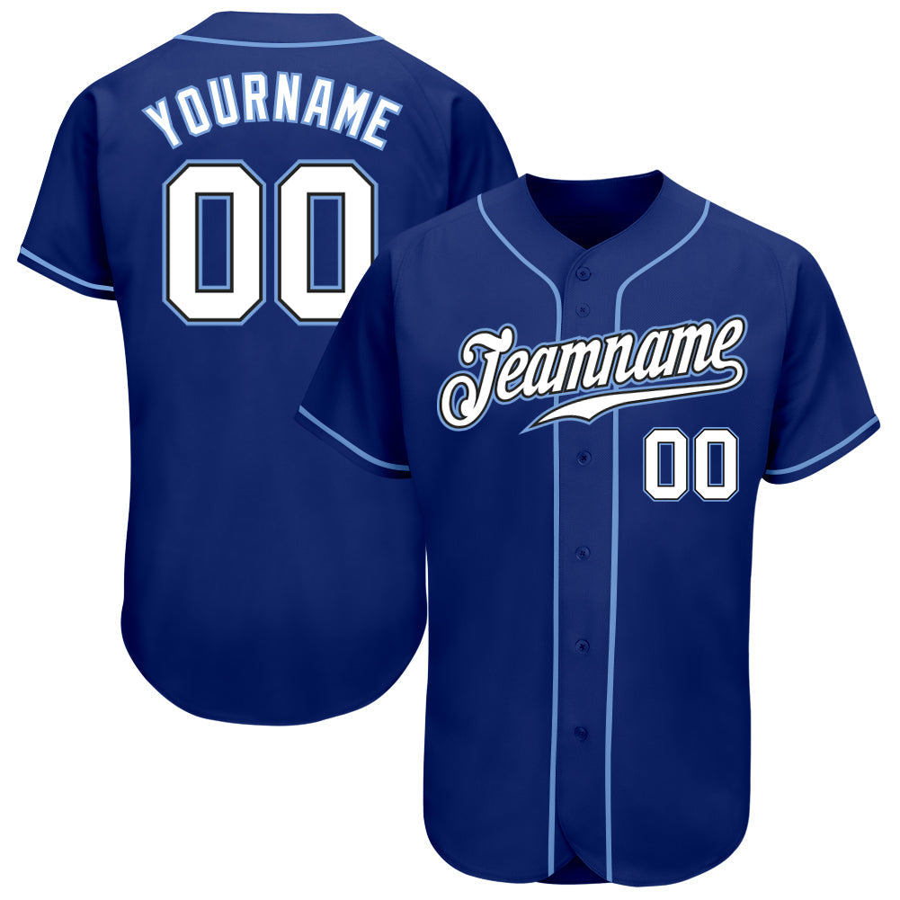 Custom Royal White-Light Blue Authentic Baseball Jersey - Main View