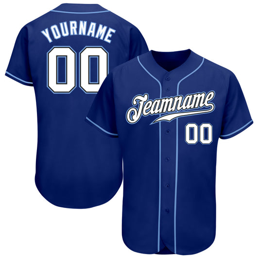 Custom Royal White-Light Blue Authentic Baseball Jersey - Main View