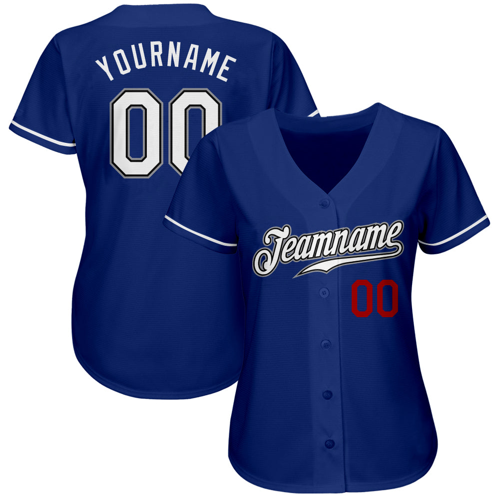 Custom Royal White-Red Authentic Baseball Jersey view 2