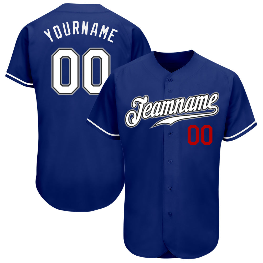 Custom Royal White-Red Authentic Baseball Jersey - Main View