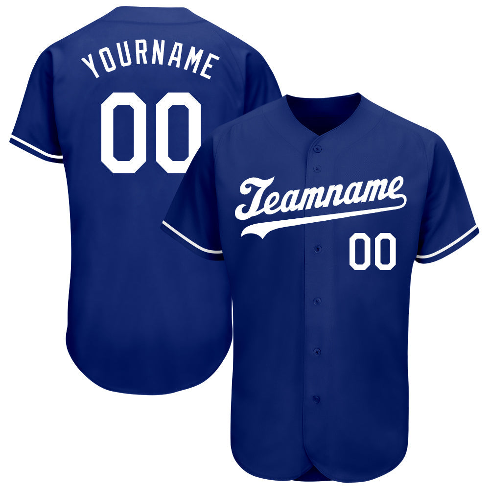 Custom Royal White Authentic Baseball Jersey - Main View