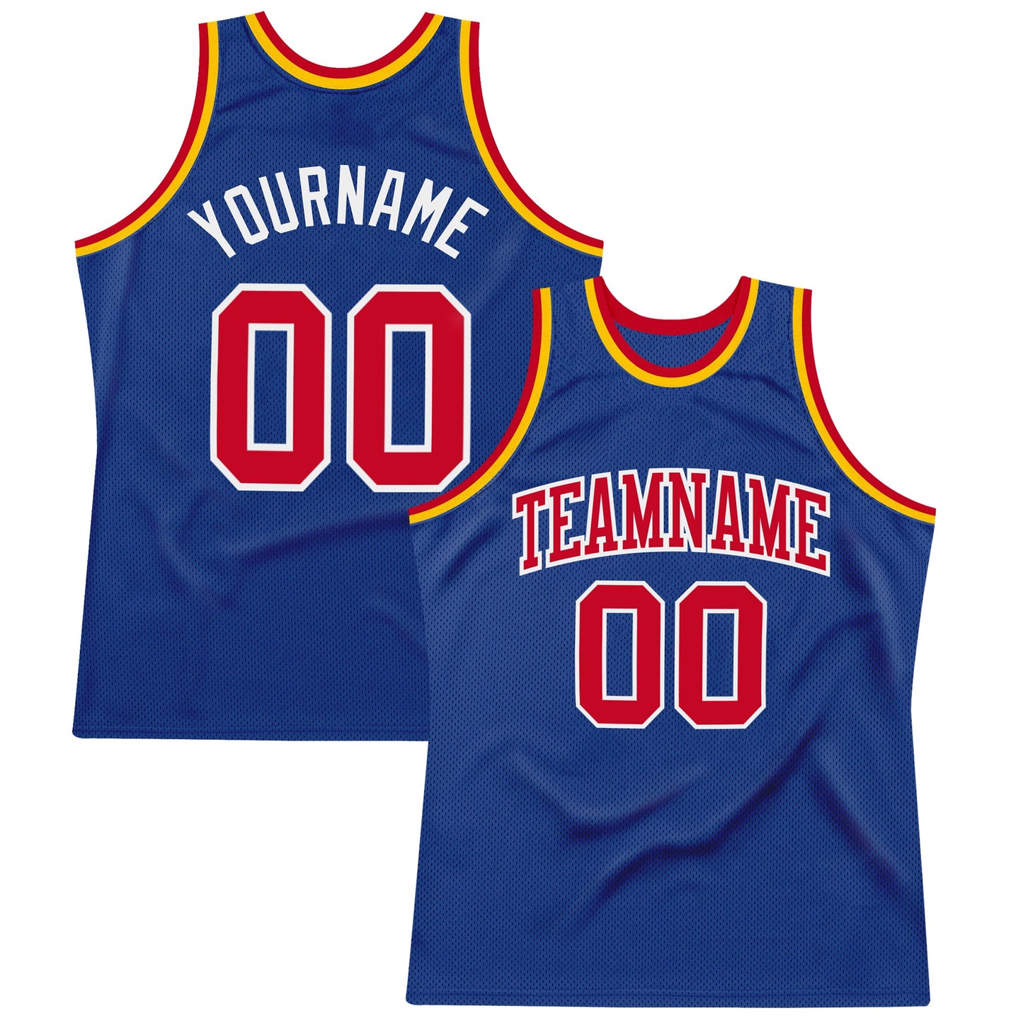 Custom Royal Red-White Authentic Throwback Basketball Jersey - Main View
