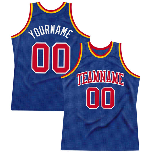 Custom Royal Red-White Authentic Throwback Basketball Jersey - Main View
