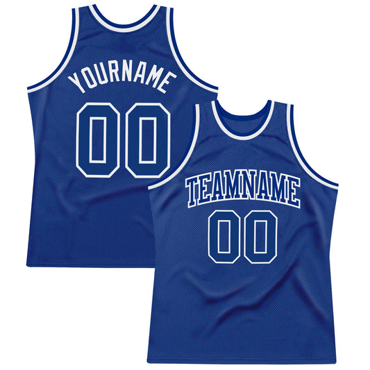 Custom Royal Royal-White Authentic Throwback Basketball Jersey - Main View