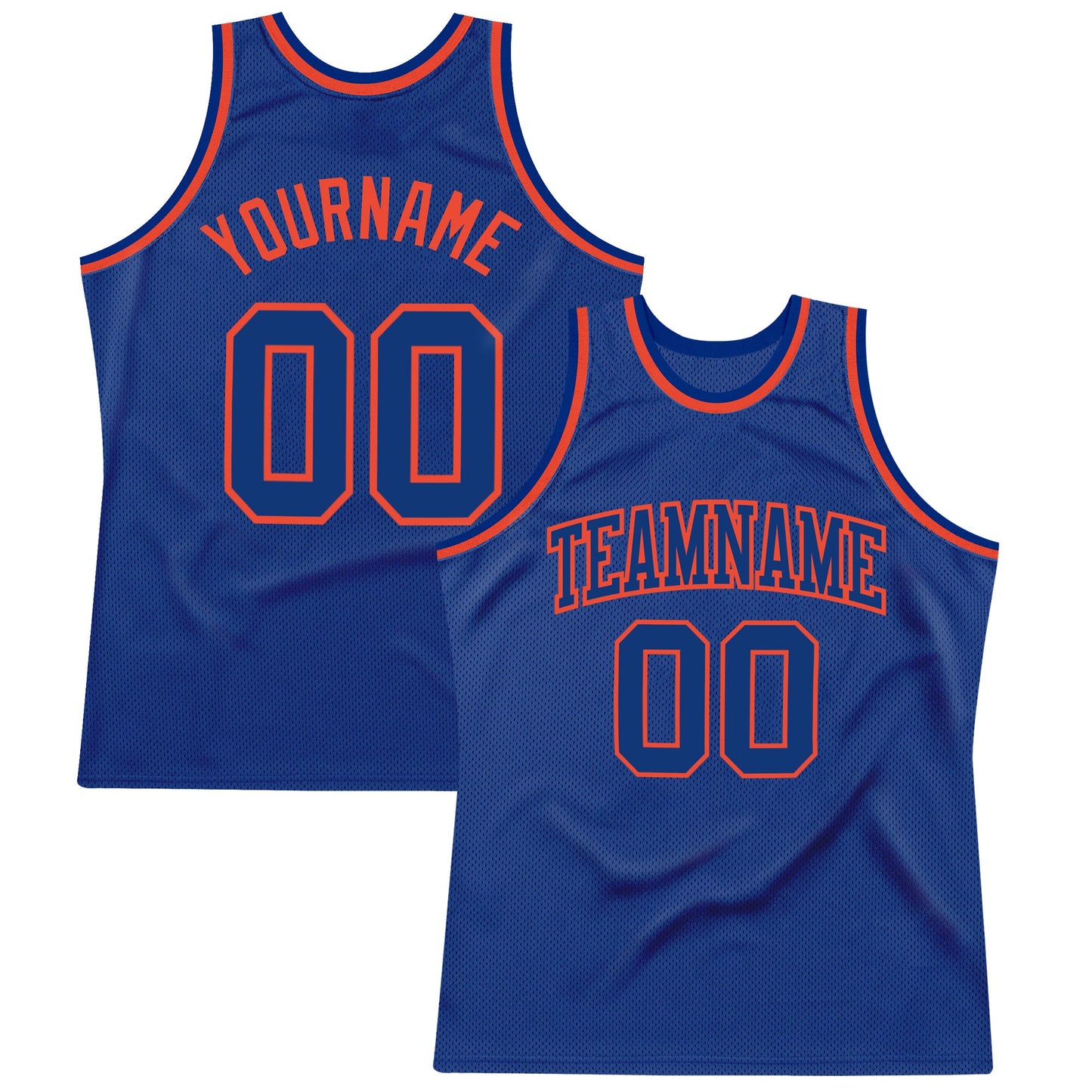 Custom Royal Royal-Orange Authentic Throwback Basketball Jersey - Main View