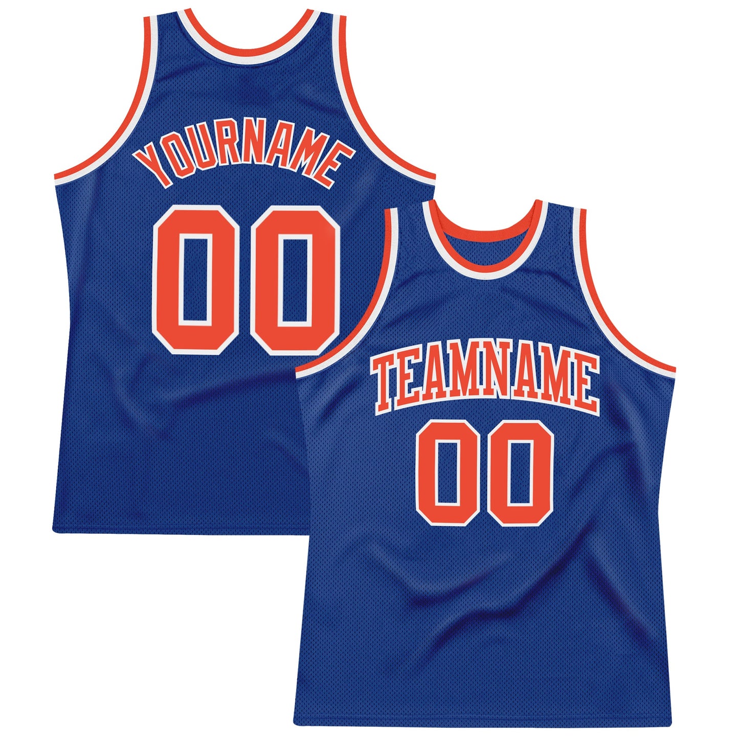 Custom Royal Orange-White Authentic Throwback Basketball Jersey - Main View