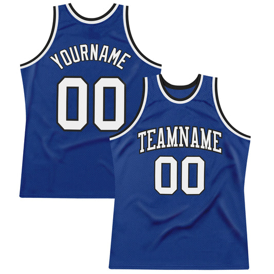 Custom Royal White-Black Authentic Throwback Basketball Jersey - Main View