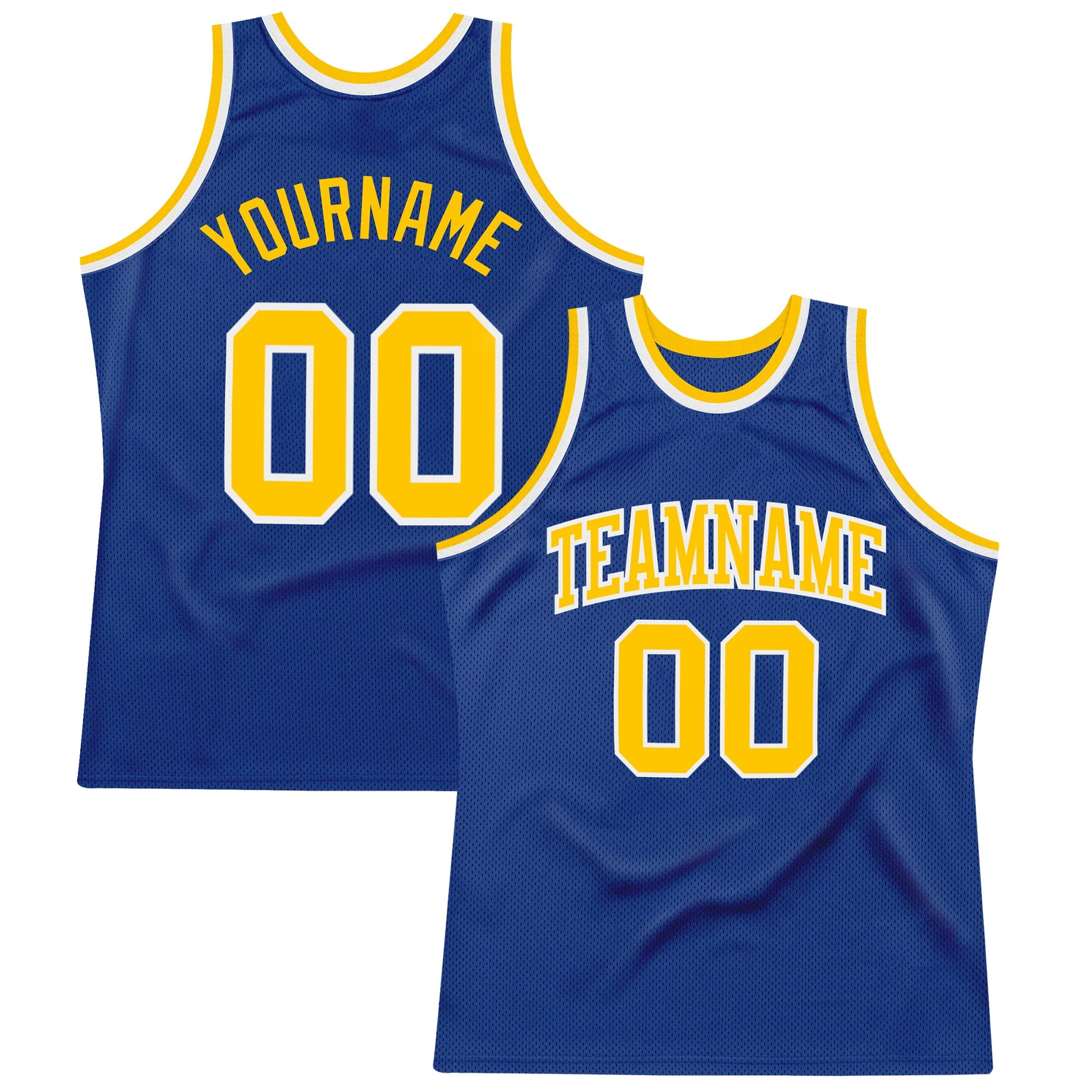 Custom Royal Gold-White Authentic Throwback Basketball Jersey - Main View