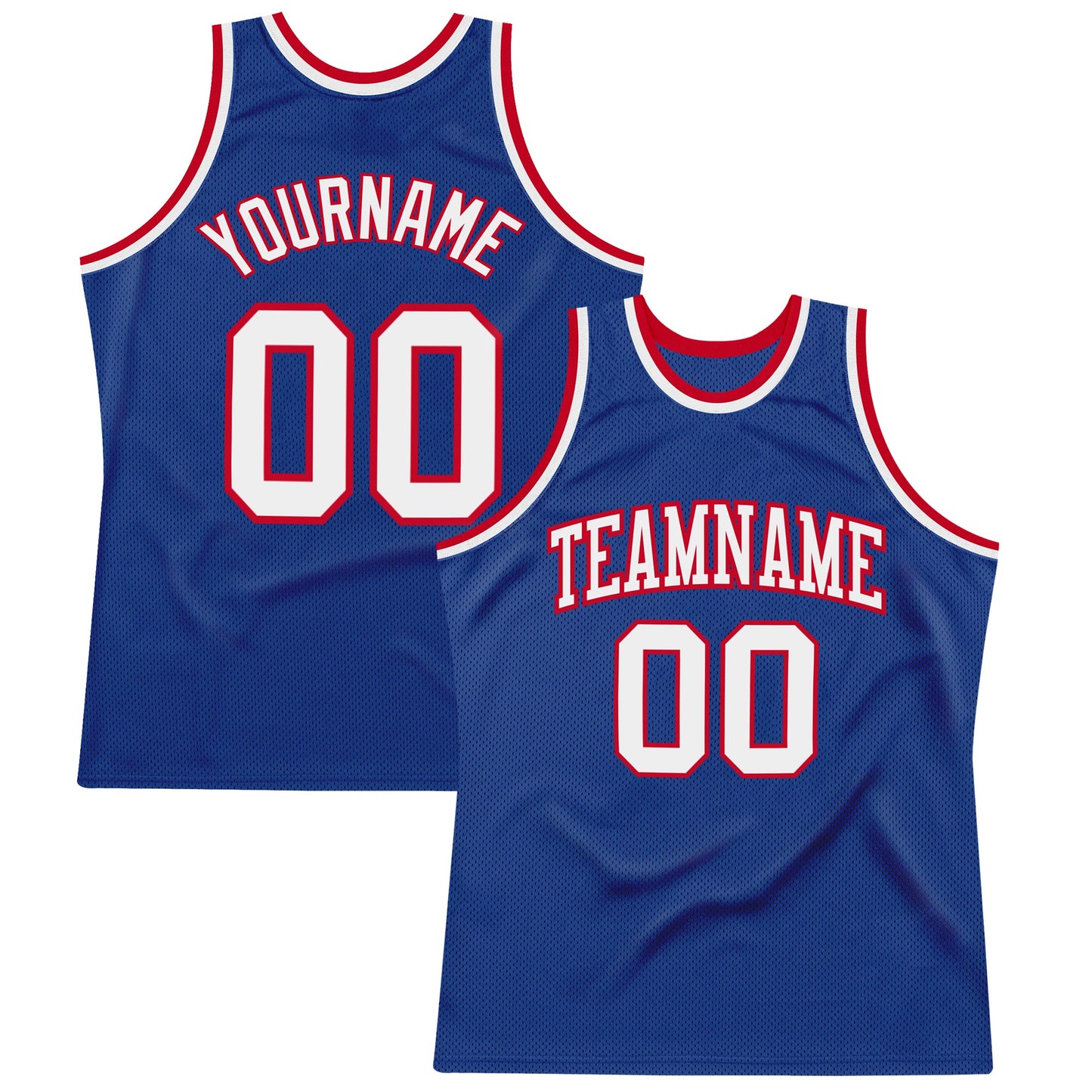 Custom Royal White-Red Authentic Throwback Basketball Jersey - Main View