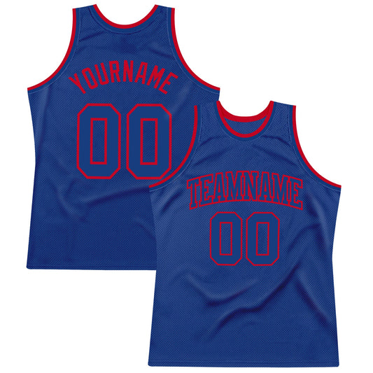 Custom Royal Royal-Red Authentic Throwback Basketball Jersey - Main View