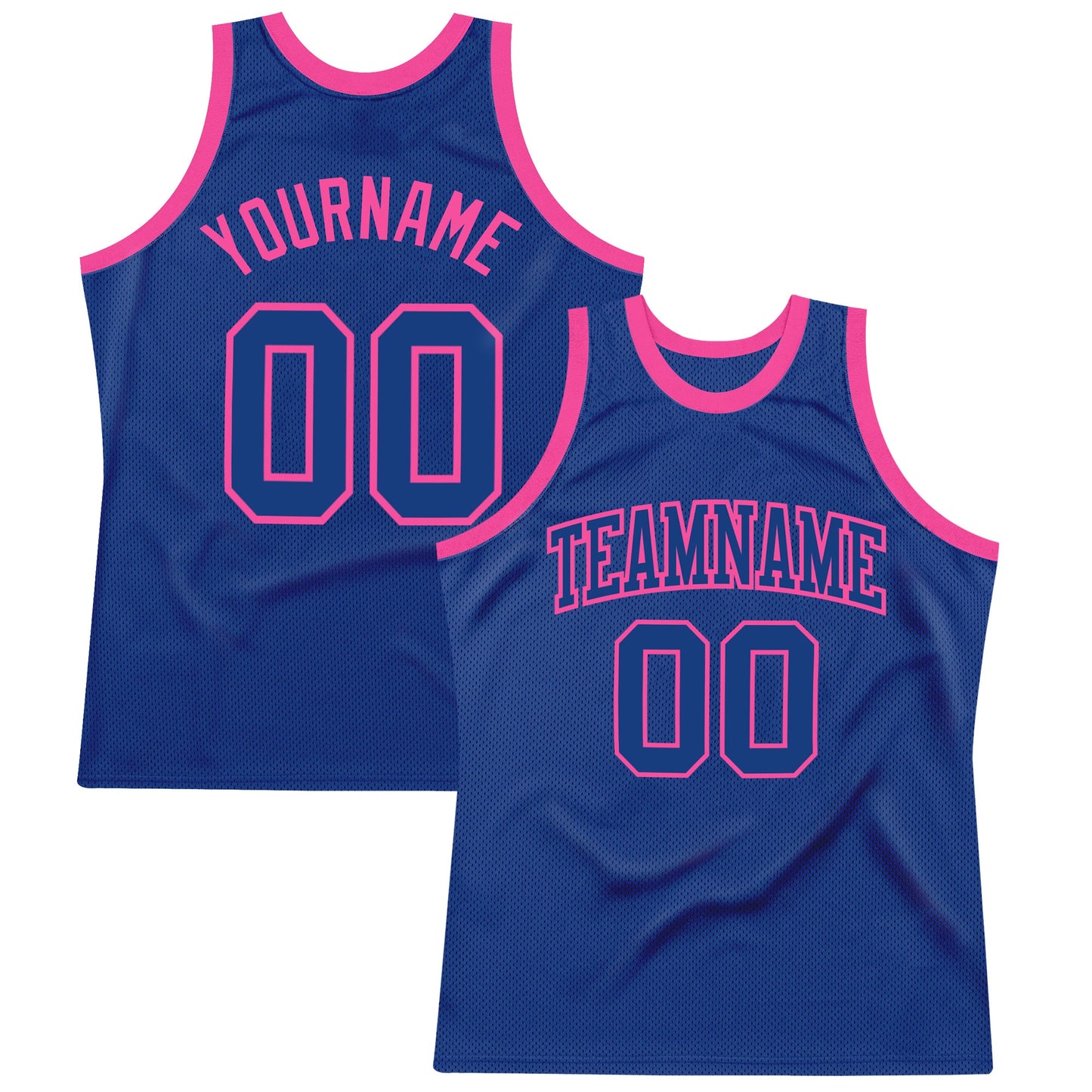 Custom Royal Royal-Pink Authentic Throwback Basketball Jersey - Main View