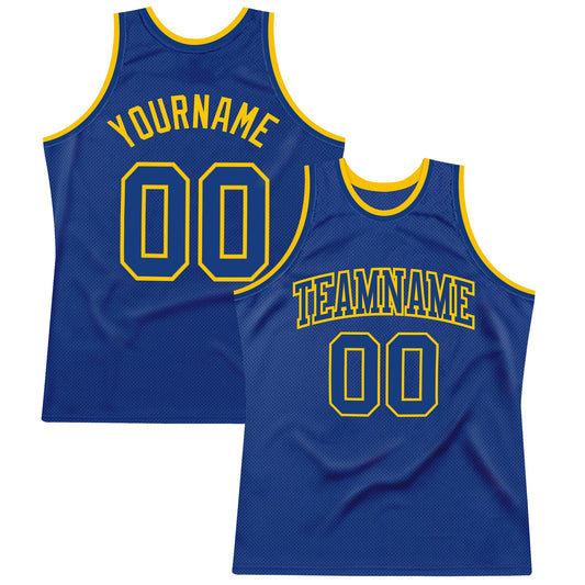 Custom Royal Royal-Gold Authentic Throwback Basketball Jersey - Main View