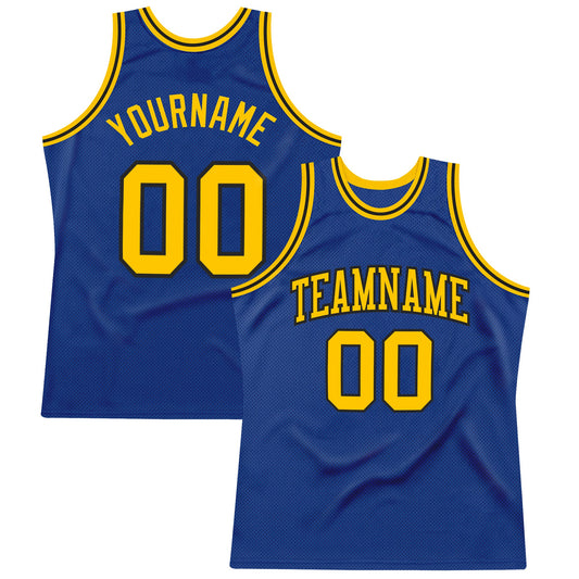 Custom Royal Gold-Black Authentic Throwback Basketball Jersey - Main View