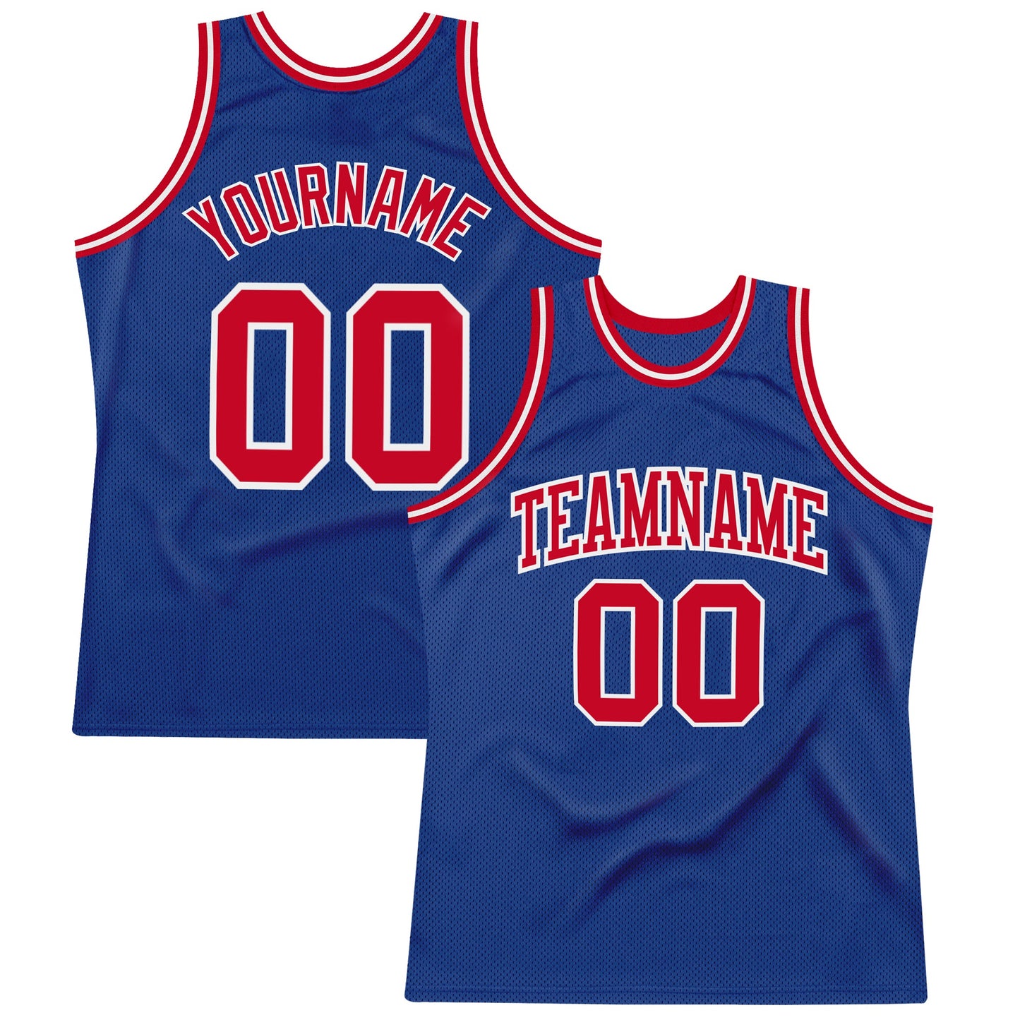 Custom Royal Red-White Authentic Throwback Basketball Jersey - Main View