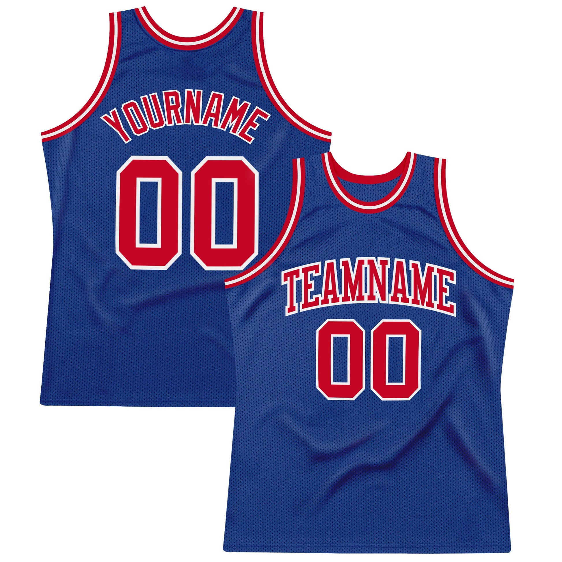 Custom Royal Red-White Authentic Throwback Basketball Jersey - Main View