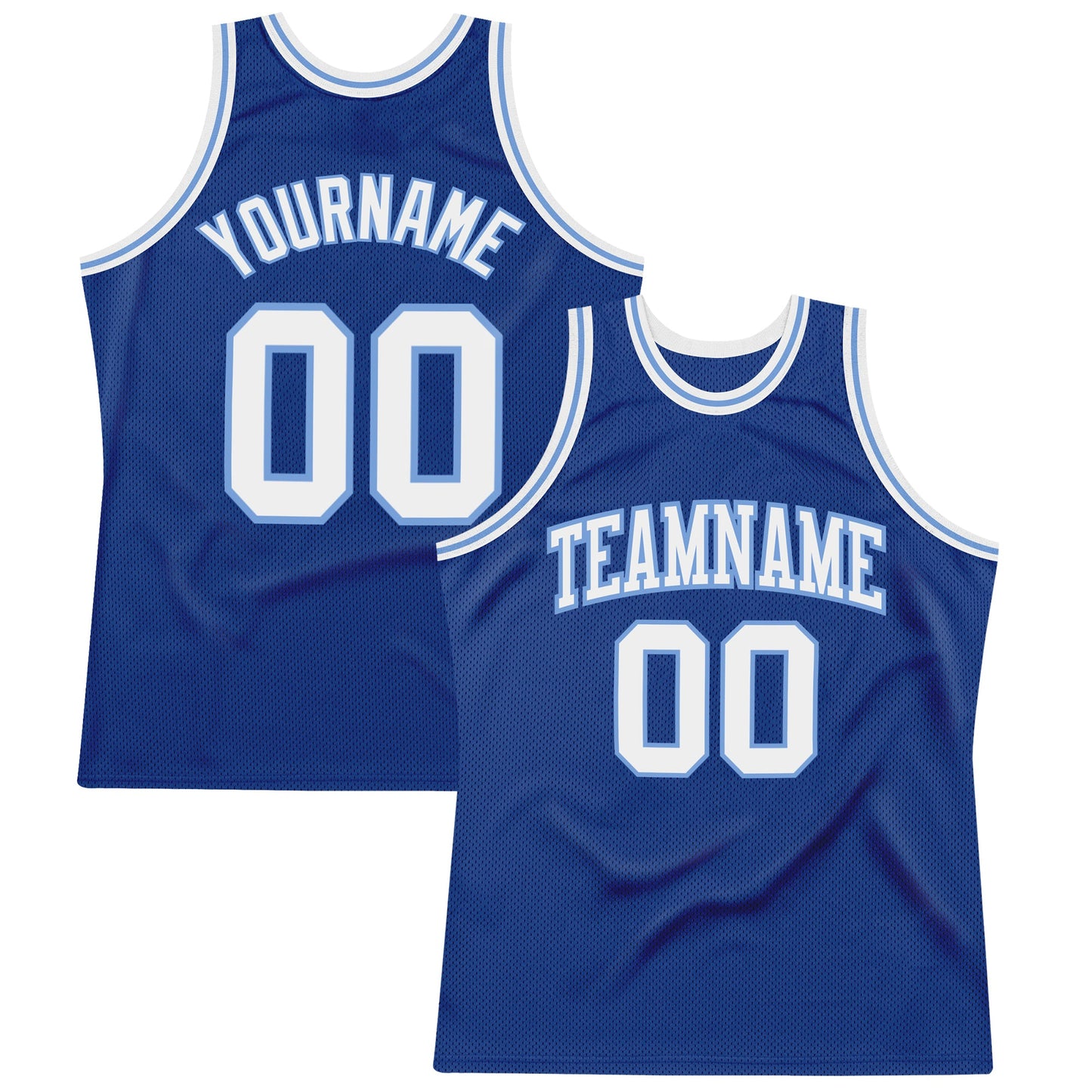 Custom Royal White-Light Blue Authentic Throwback Basketball Jersey - Main View