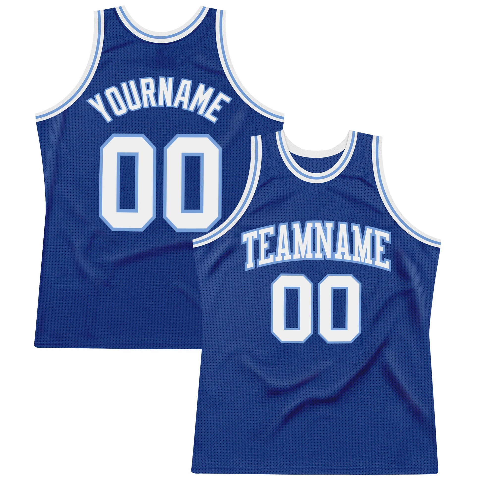 Custom Royal White-Light Blue Authentic Throwback Basketball Jersey - Main View